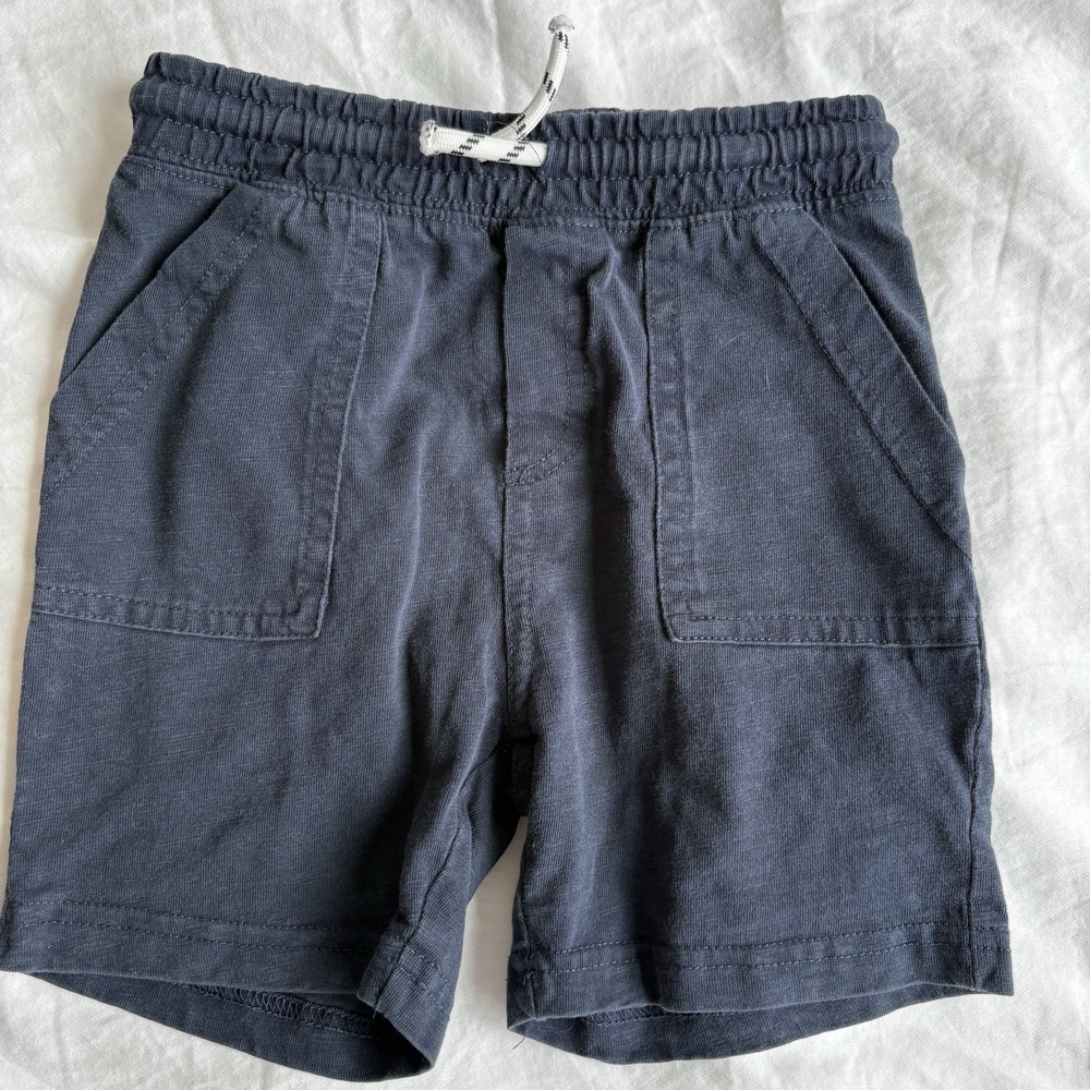 Toddler Boy Navy‎ Blue Pull-On Shorts 4T Elastic Waist Drawstring Cotton Pockets
